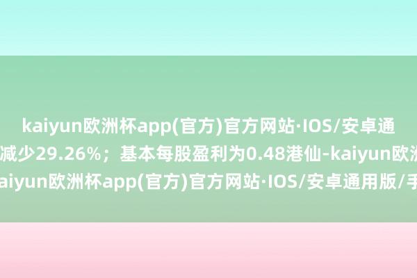 kaiyun欧洲杯app(官方)官方网站·IOS/安卓通用版/手机APP下载同比减少29.26%；基本每股盈利为0.48港仙-kaiyun欧洲杯app(官方)官方网站·IOS/安卓通用版/手机APP下载